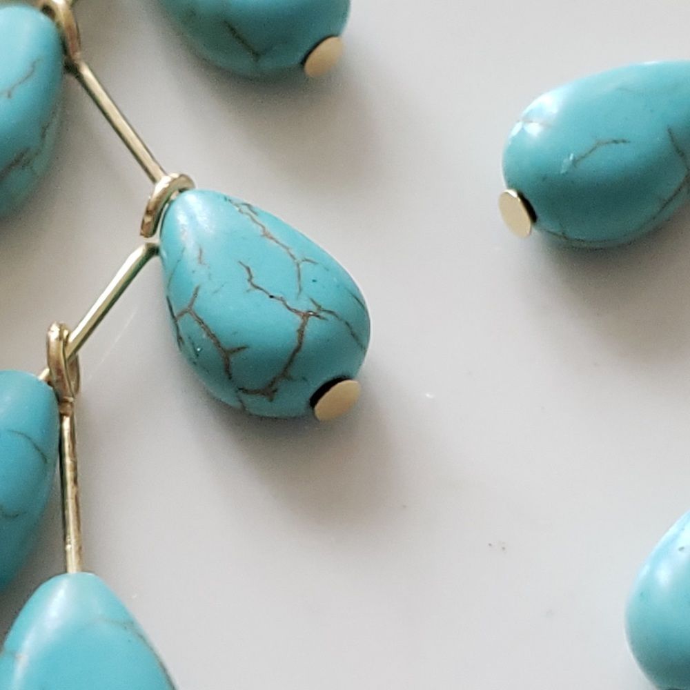 New! FP Chandelier Natural Stone Dangle Earrings - Picture 6 of 10